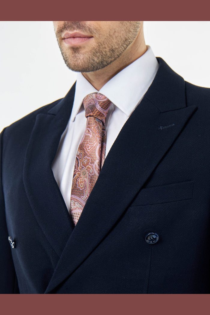 ZAK – NAVY BLUE DOUBLE BREASTED TAILORED 2 PIECE SUIT