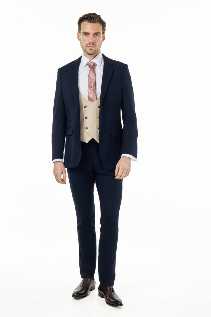 ZAK – NAVY BLUE TAILORED 3 PIECE WEDDING SUIT