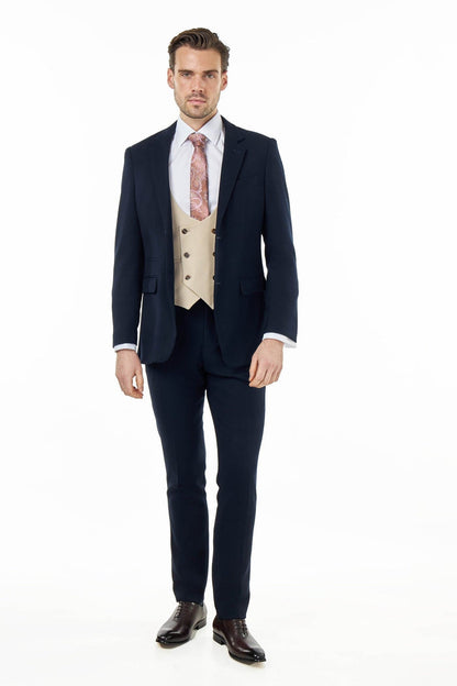 ZAK – NAVY BLUE TAILORED 3 PIECE WEDDING SUIT