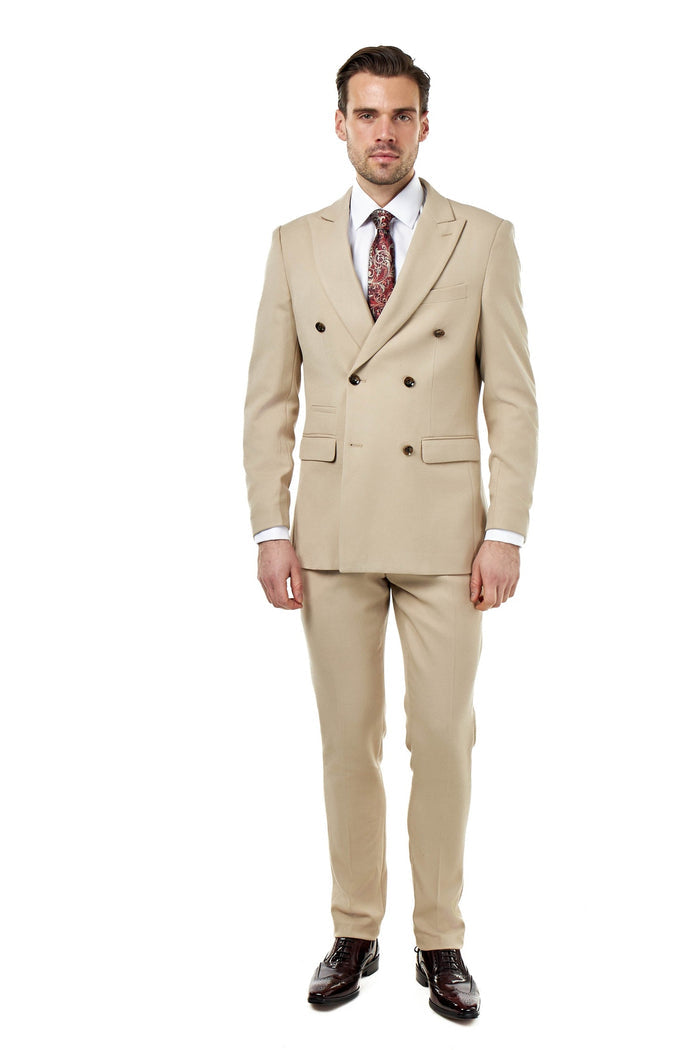 ZAK – Stone Double Breasted Tailored 2 Piece Suit