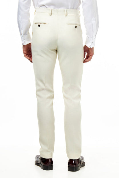 ZAK – HONEYCOMB WEAVE CREAM TAILORED SUIT TROUSER