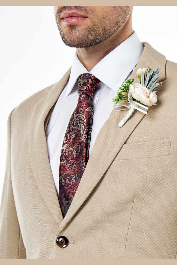 ZAK – TAILORED 2 PIECE SUIT IN STONE HONEYCOMB