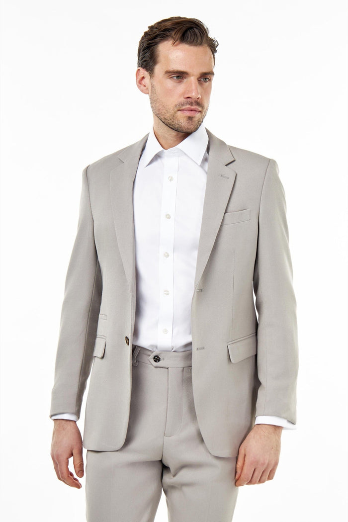 ZAK – TAILORED 2 PIECE SUIT IN TAUPE HONEYCOMB